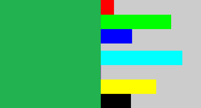 Hex color #22b250 - medium green