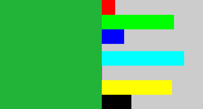 Hex color #22b438 - medium green
