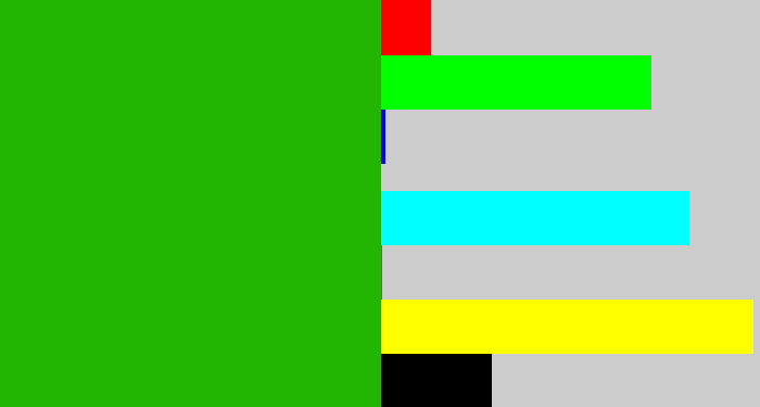 Hex color #22b603 - green