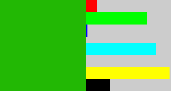Hex color #22b804 - green