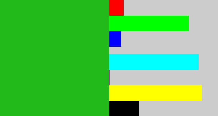 Hex color #22b91b - green