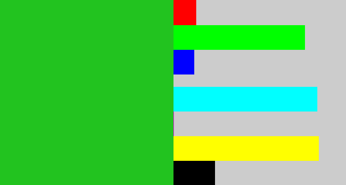 Hex color #22c31f - green