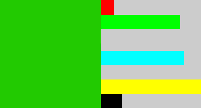 Hex color #22ca01 - vibrant green