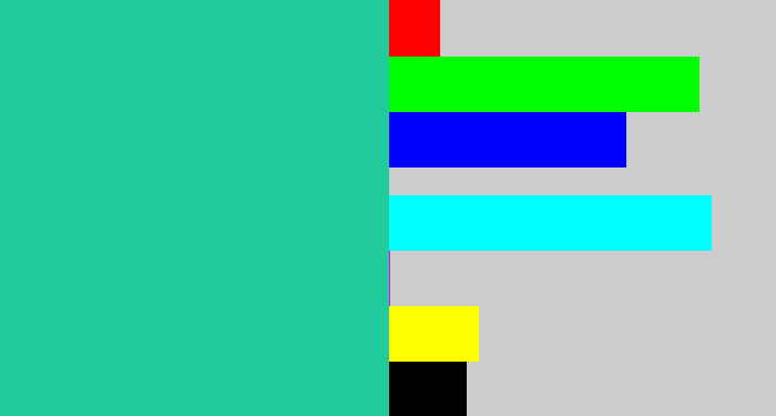 Hex color #22cb9c - greenblue