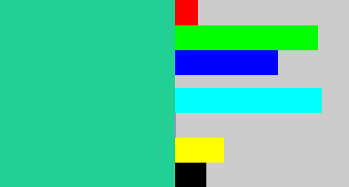 Hex color #22d096 - greenblue