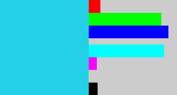 Hex color #22d1e5 - aqua blue