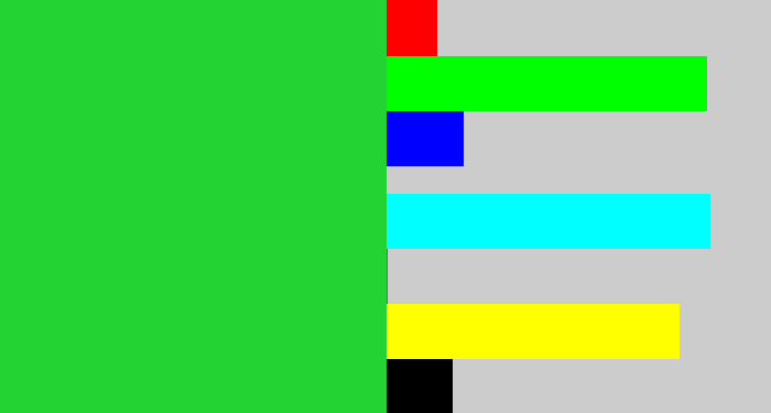 Hex color #22d333 - green