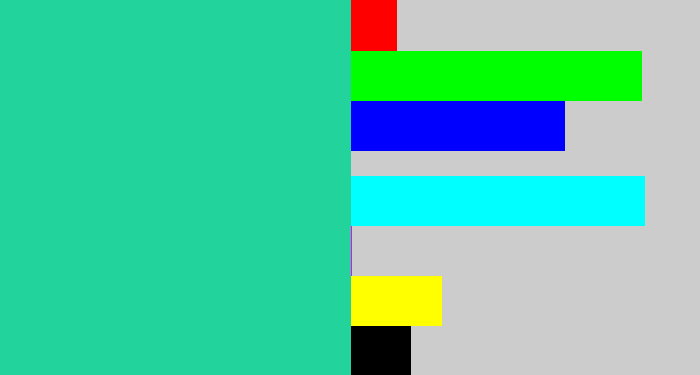Hex color #22d39c - greenblue