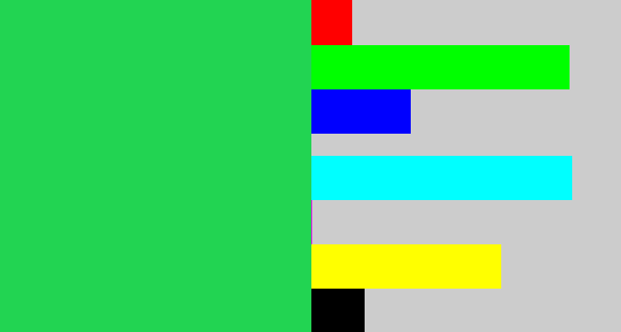 Hex color #22d452 - algae green