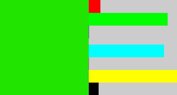 Hex color #22e300 - vivid green