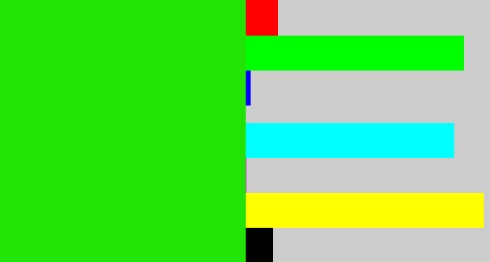 Hex color #22e306 - vivid green