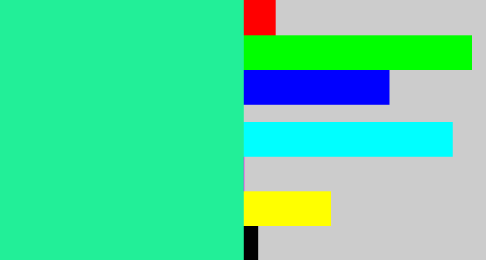 Hex color #22ef98 - wintergreen