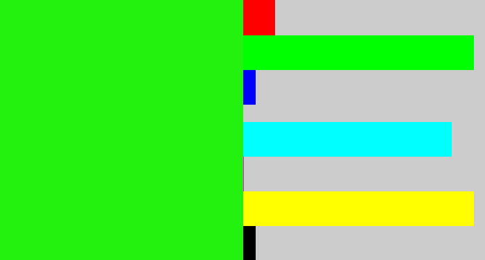 Hex color #22f20d - electric green