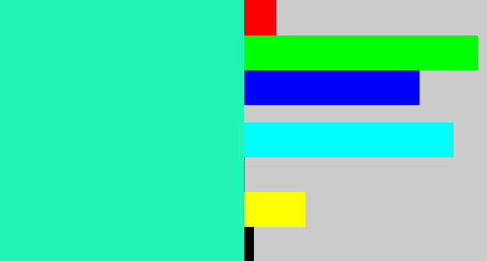 Hex color #22f4b8 - greenish cyan