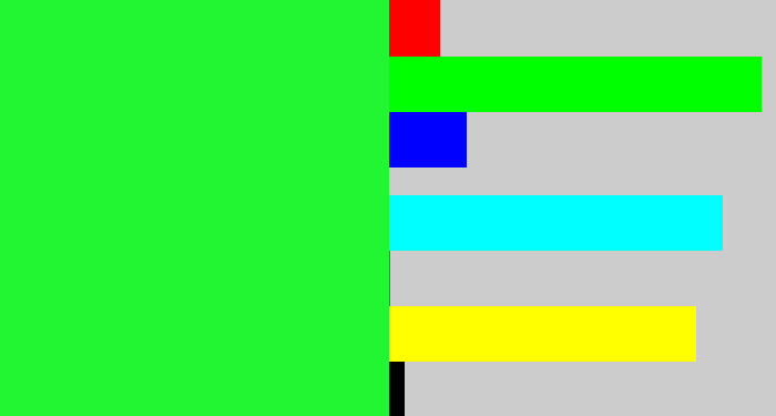 Hex color #22f633 - hot green