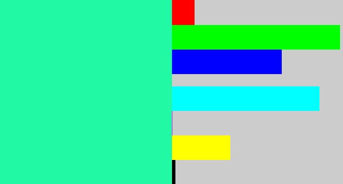 Hex color #22f9a4 - greenish cyan