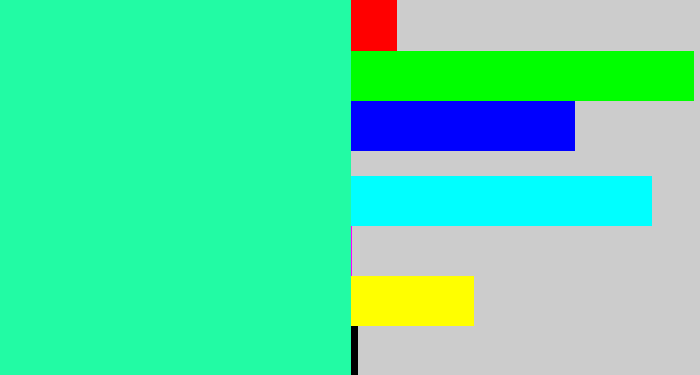 Hex color #22fba4 - greenish cyan