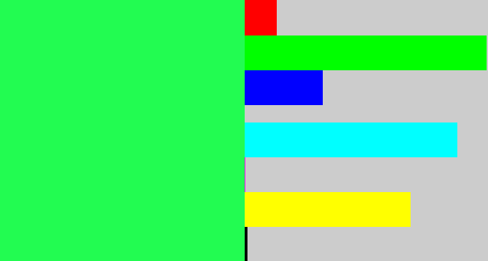 Hex color #22fc51 - bright light green