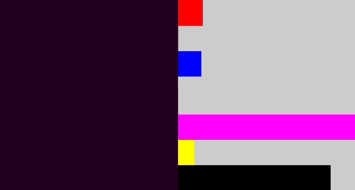 Hex color #230020 - very dark purple