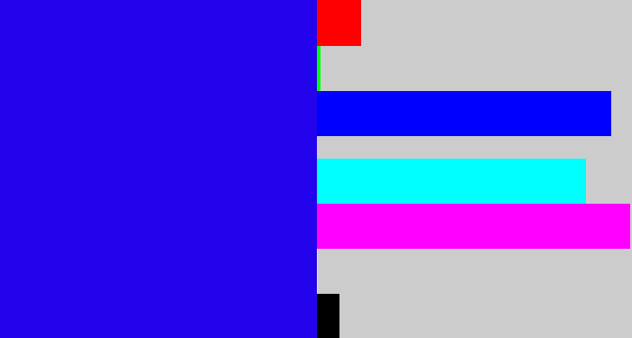 Hex color #2303ec - ultramarine blue