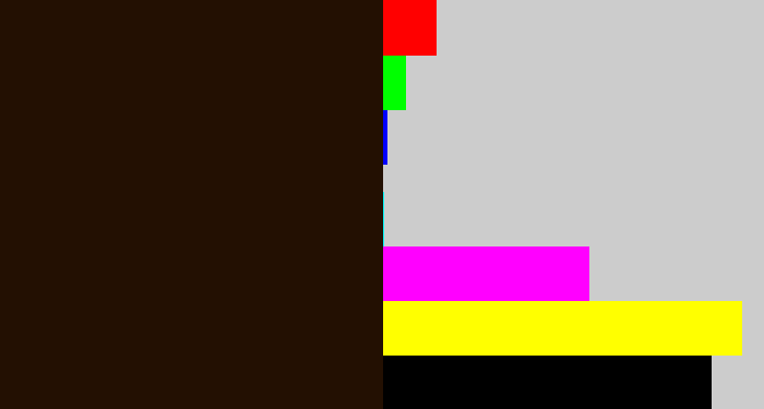 Hex color #231002 - very dark brown