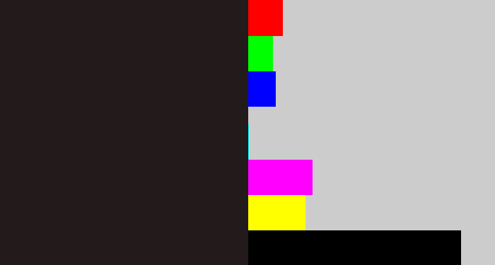Hex color #231a1b - dark