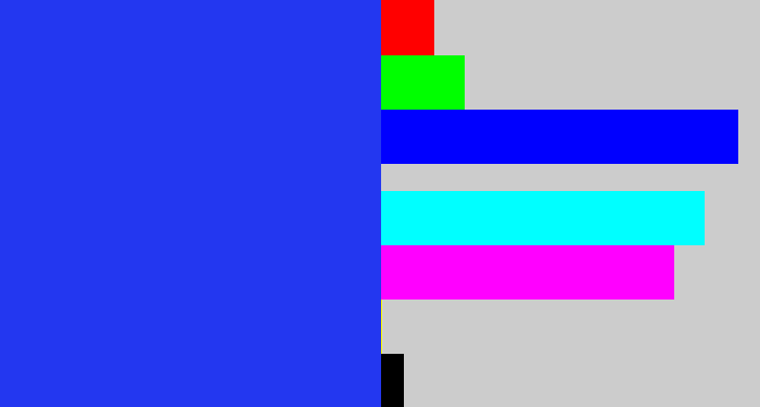 Hex color #2337f0 - vivid blue