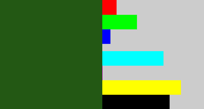 Hex color #235714 - navy green