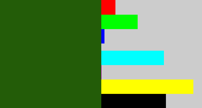 Hex color #235c08 - navy green