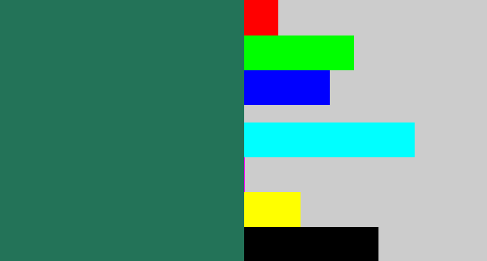 Hex color #237358 - dark green blue