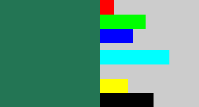 Hex color #237554 - dark green blue