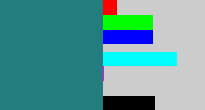 Hex color #237d7e - blue green