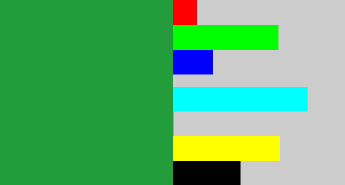 Hex color #239c3b - medium green