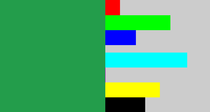 Hex color #239d4b - medium green