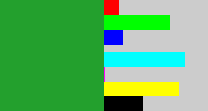 Hex color #23a02d - green