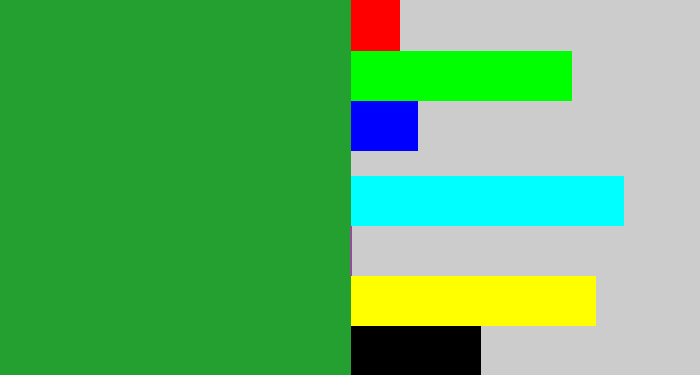 Hex color #23a030 - green