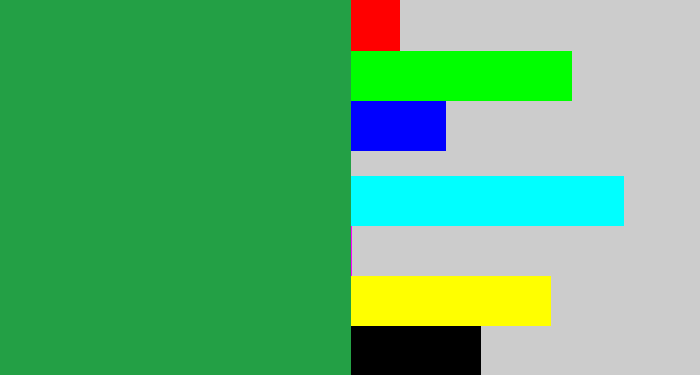 Hex color #23a045 - medium green