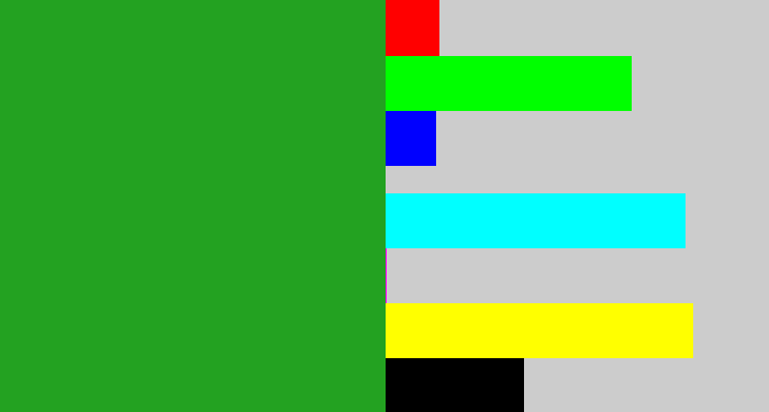 Hex color #23a221 - green