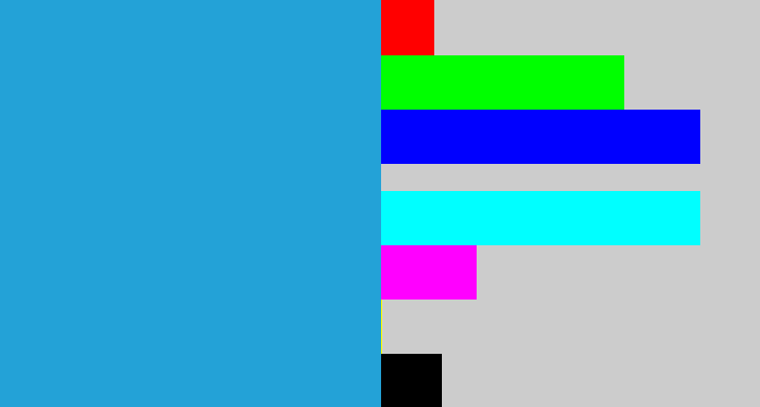 Hex color #23a2d7 - water blue