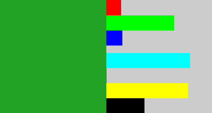 Hex color #23a326 - green