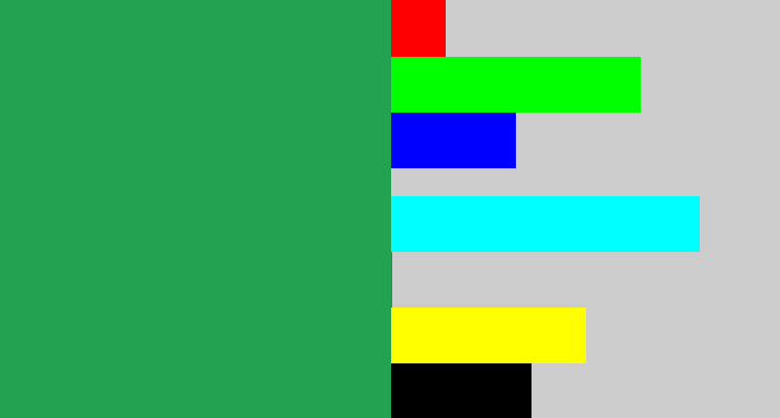 Hex color #23a352 - medium green
