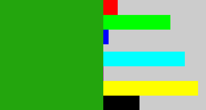 Hex color #23a50d - green