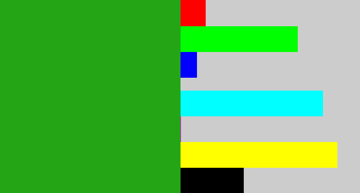 Hex color #23a516 - green