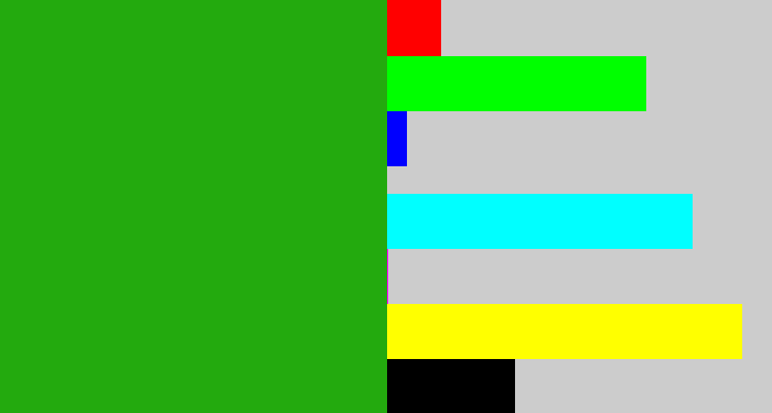 Hex color #23aa0e - green