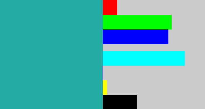 Hex color #23aba4 - tealish