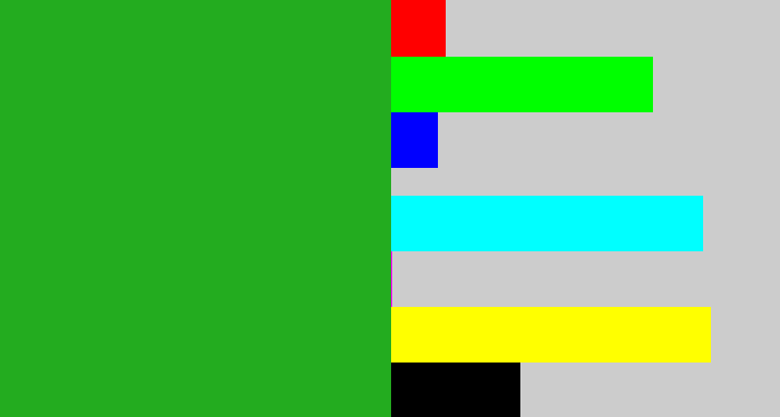 Hex color #23ac1f - green