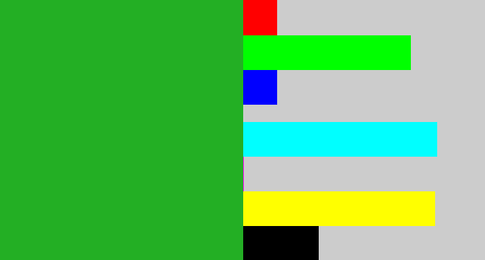 Hex color #23af24 - green