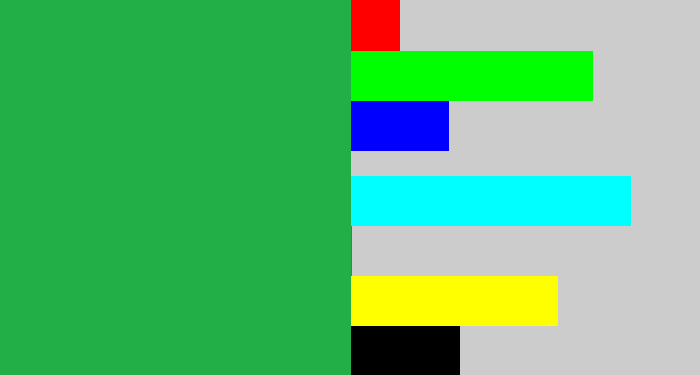 Hex color #23af48 - medium green