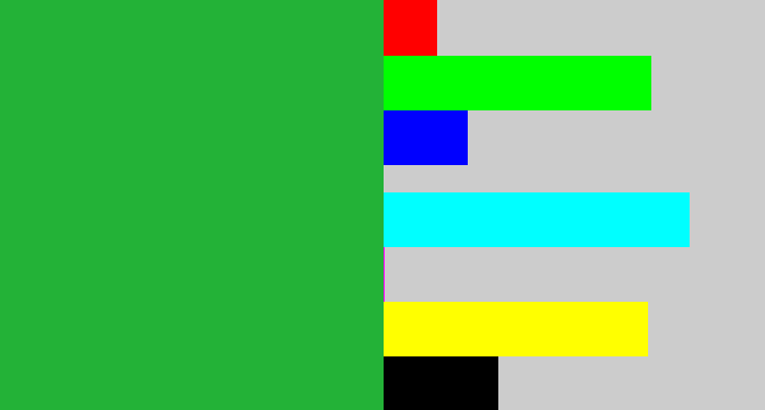 Hex color #23b237 - medium green