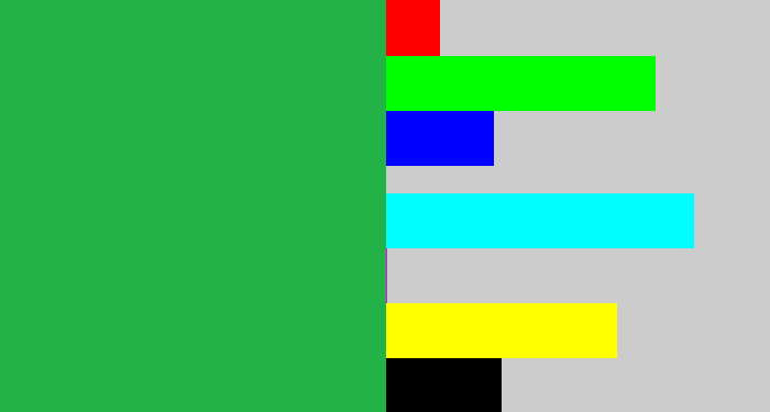 Hex color #23b248 - medium green